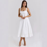 Damen Sommerliches Midi-Kleid mit feinen Spitzendetails WW