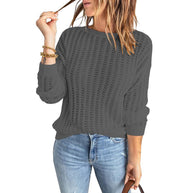 Damen Strickpullover mit strukturiertem Muster und weiten Ärmeln WW