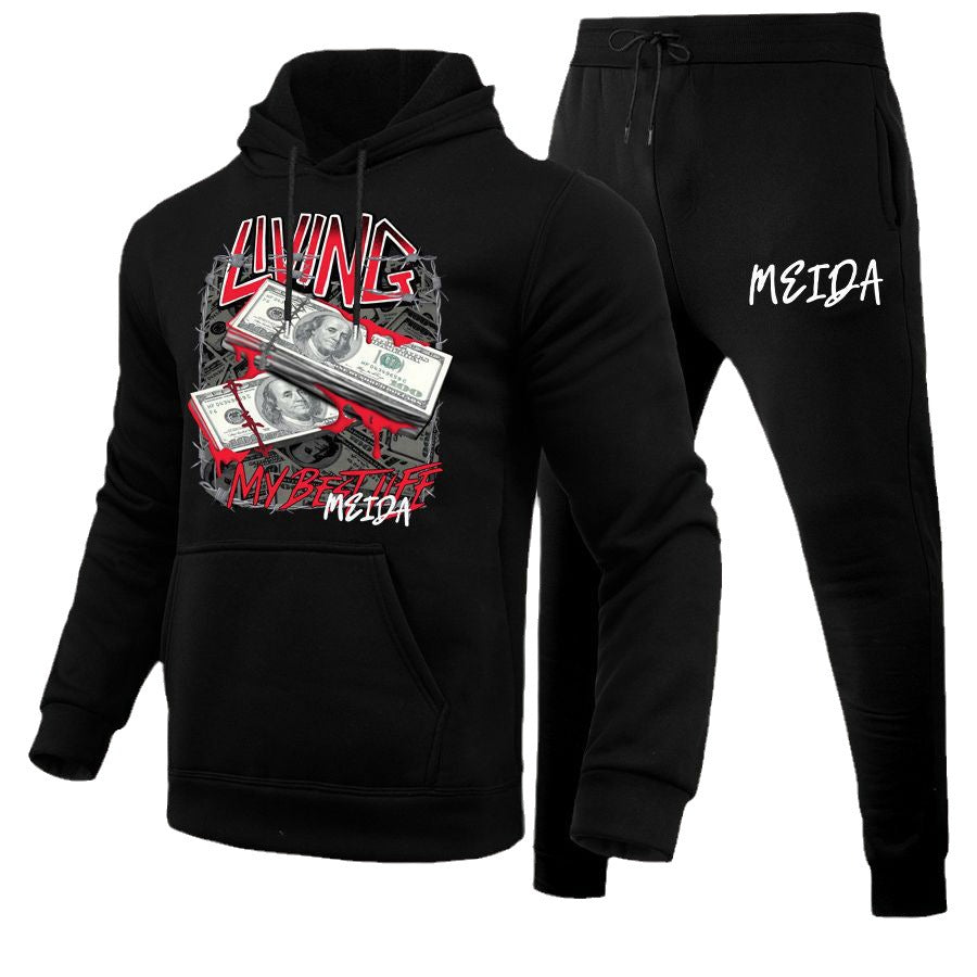 Damen Sportliches Hoodie und Jogginghose Set mit kreativem Druck WW