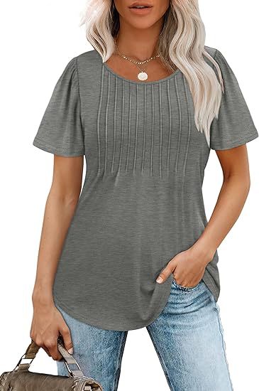 Damen Sommer T-Shirt mit Falten-Design WW