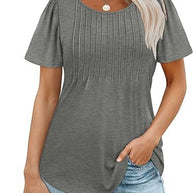 Damen Sommer T-Shirt mit Falten-Design WW