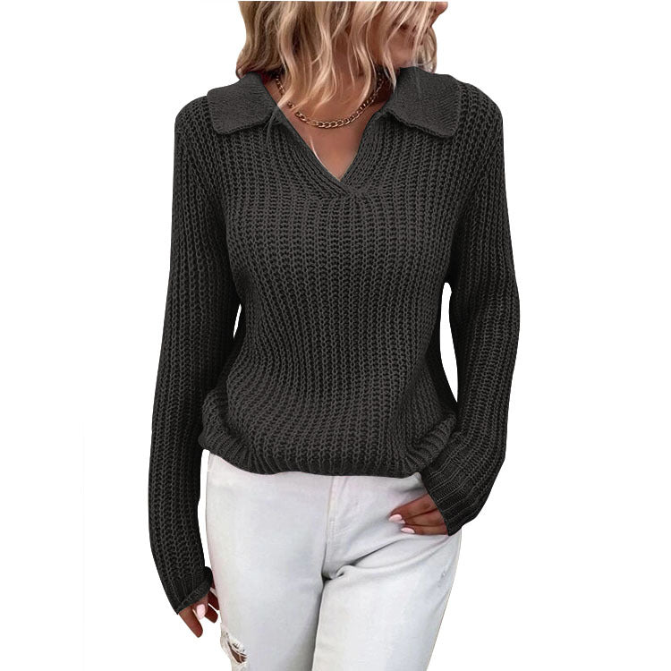 Damen Strickpullover mit strukturiertem Design und modernem V-Ausschnitt WW