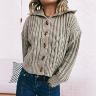 Damen Strickjacke mit dekorativen Knöpfen und strukturiertem Rippenmuster WW