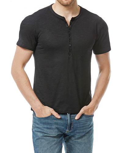 Herren Kurzarm Knopf-Bei Henley Shirt WW