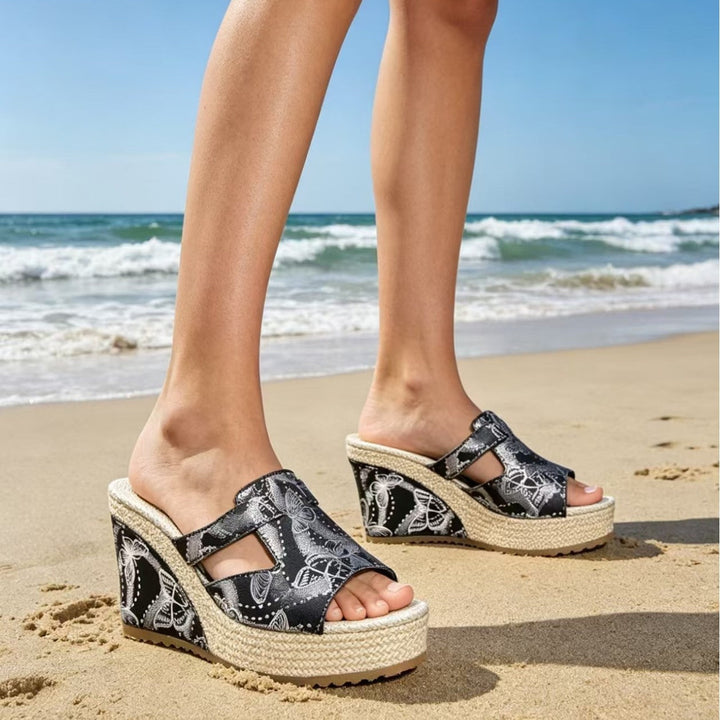 W&W Mode Sandalen mit Doppel-Schnalle und Leopardenmuster