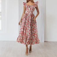 Damen Maxikleid mit Rüschendetails und knöpfbarem Oberteil WW