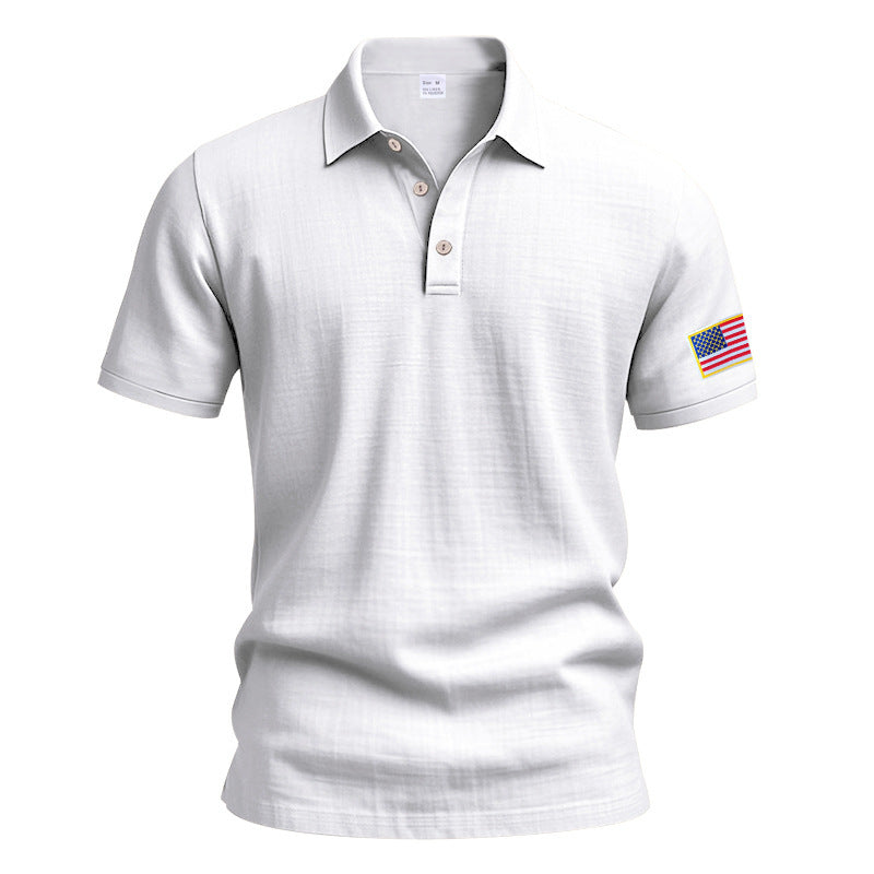 Herren sportliches Poloshirt mit amerikanischem Flaggenmotiv und feuchtigkeitsregulierender Technologie WW