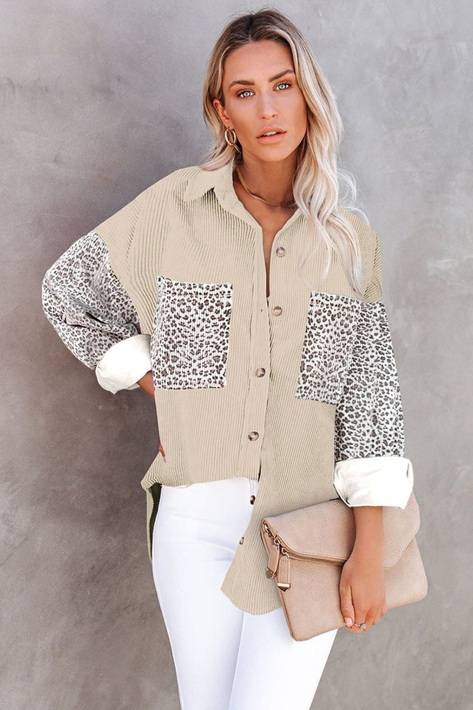 Damen Trendige Kordjacke mit Leo-Details WW