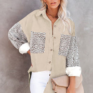 Damen Trendige Kordjacke mit Leo-Details WW