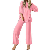 Damen Bequemer Schlafanzug mit Weitem Schnitt und Kurzarm WW