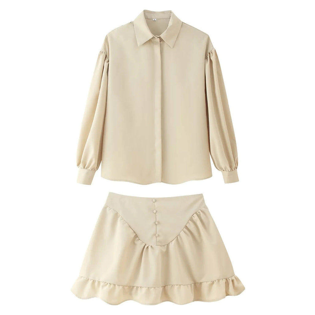 Damen elegantes Set aus Bluse und Rock W&W