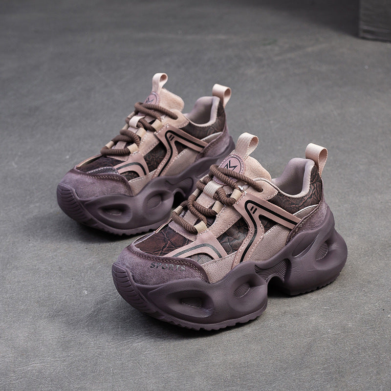 Damen Sportliche Chunky Sneakers mit stilvollem Oberflächen-Design und dämpfendem Sohlenprofil WW