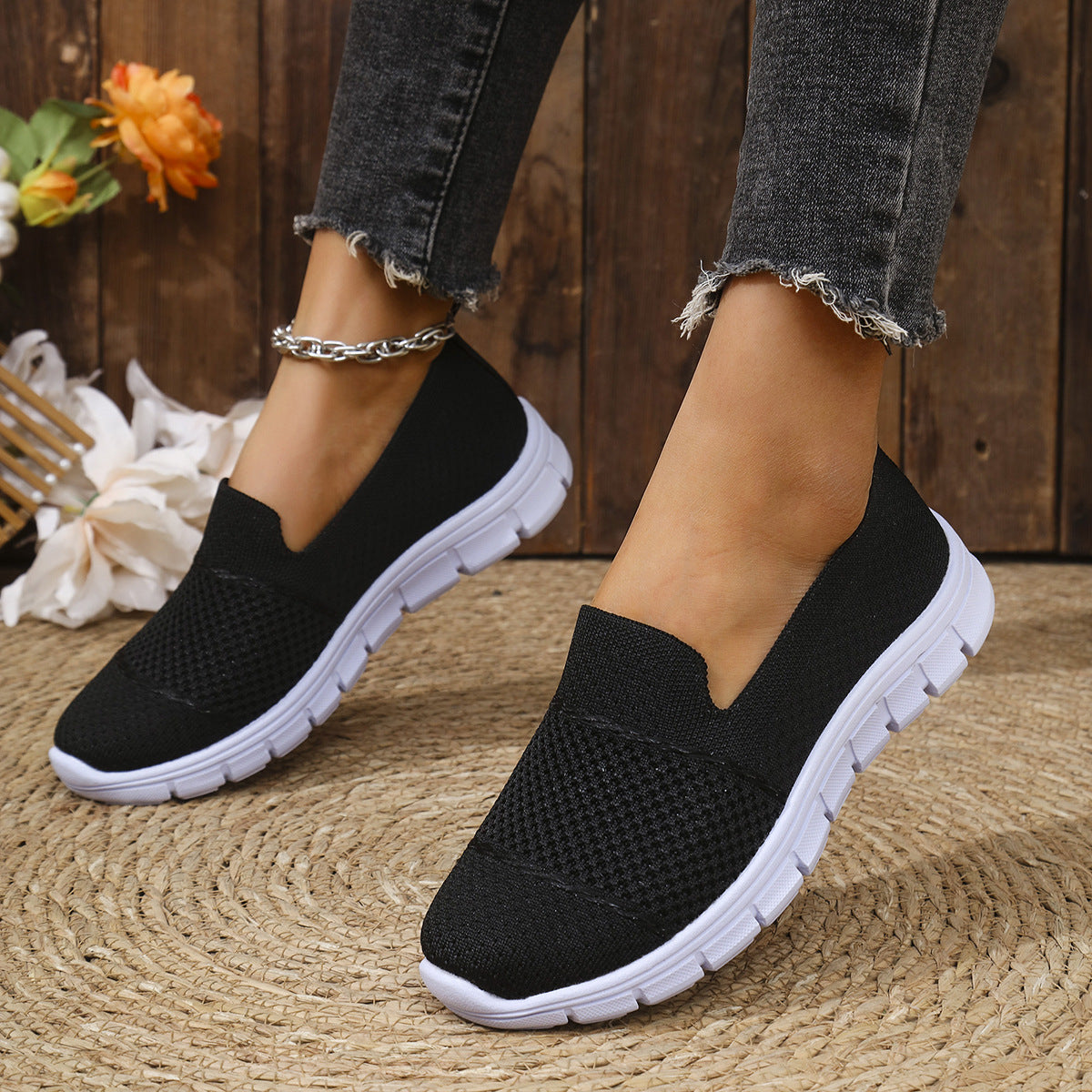 Damen Atmungsaktive Slip-On Sneakers mit flexiblem Sohlenkomfort WW