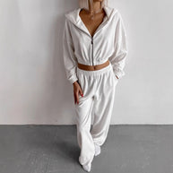 Damen sportlicher Fleece-Overall mit hohem Kragen und elastischem Bund WW