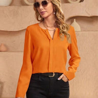 WW | Damen Satinbluse Imitation Seide Shirt