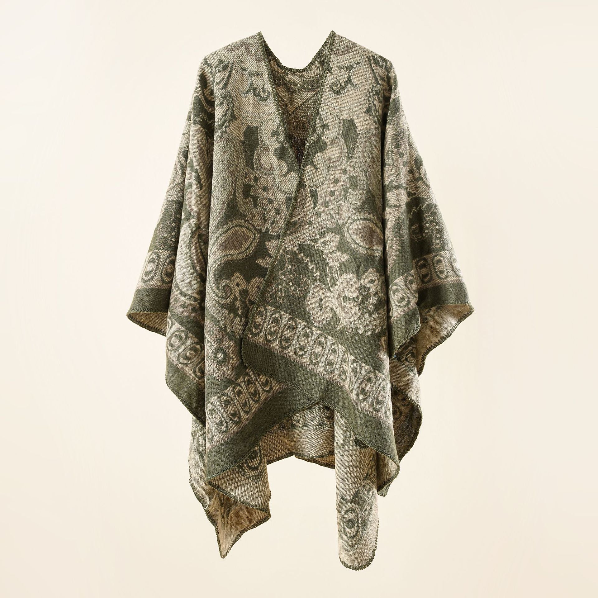 Damen Eleganter Poncho mit kunstvollem floralen Muster und luxuriösem Feel WW