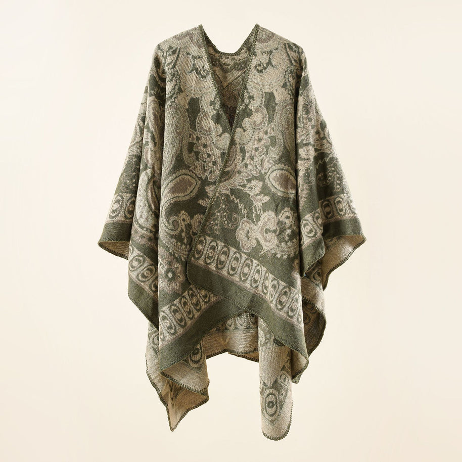 Damen Eleganter Poncho mit kunstvollem floralen Muster und luxuriösem Feel WW