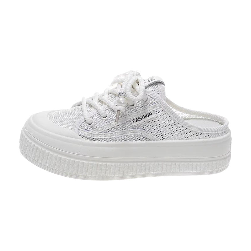 Damen Sneaker-Pantoletten im luftigen Mesh-Design mit modischer Plateausohle WW