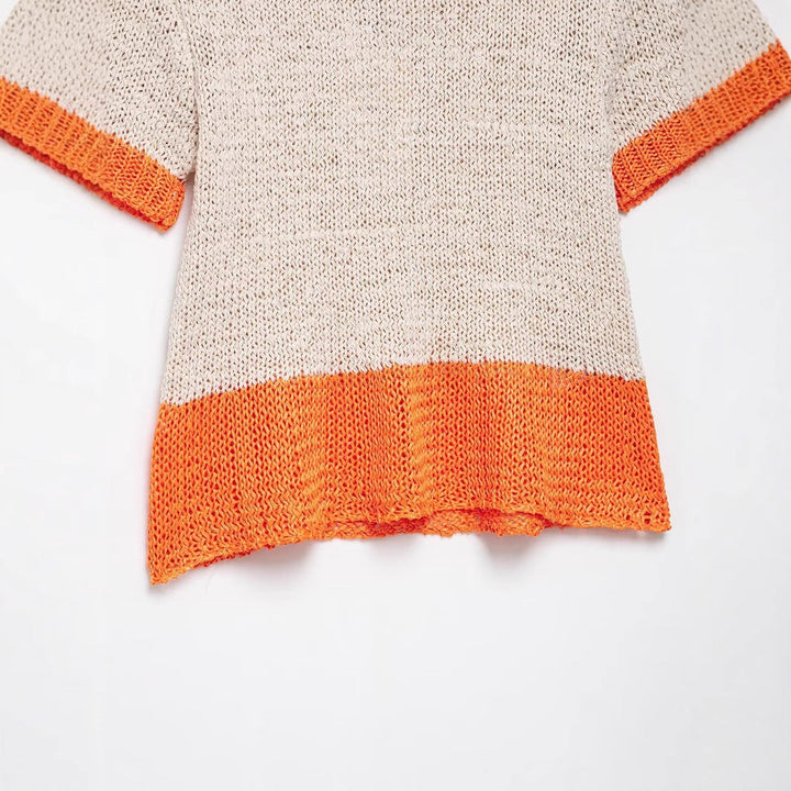 Damen Stricktop mit kontrastierenden Farbakzenten und lockerer Passform W&W Mode