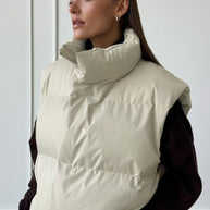 Damen Steppweste mit hohem Kragen und Taschen WW