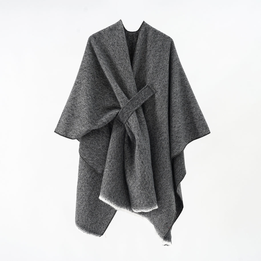 Damen Luxuriöser Oversize Poncho aus hochwertigem Mischgewebe WW