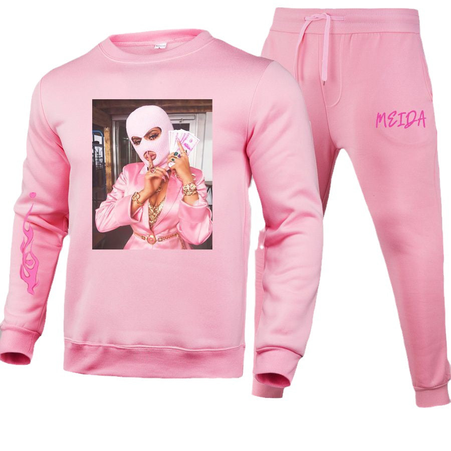 Damen Sportanzug mit auffälligem Grafikdruck und elastischem Bund WW