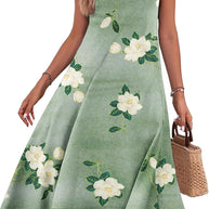 Damen asymmetrisches Freizeitkleid mit modernem Muster und fließendem Schnitt WW