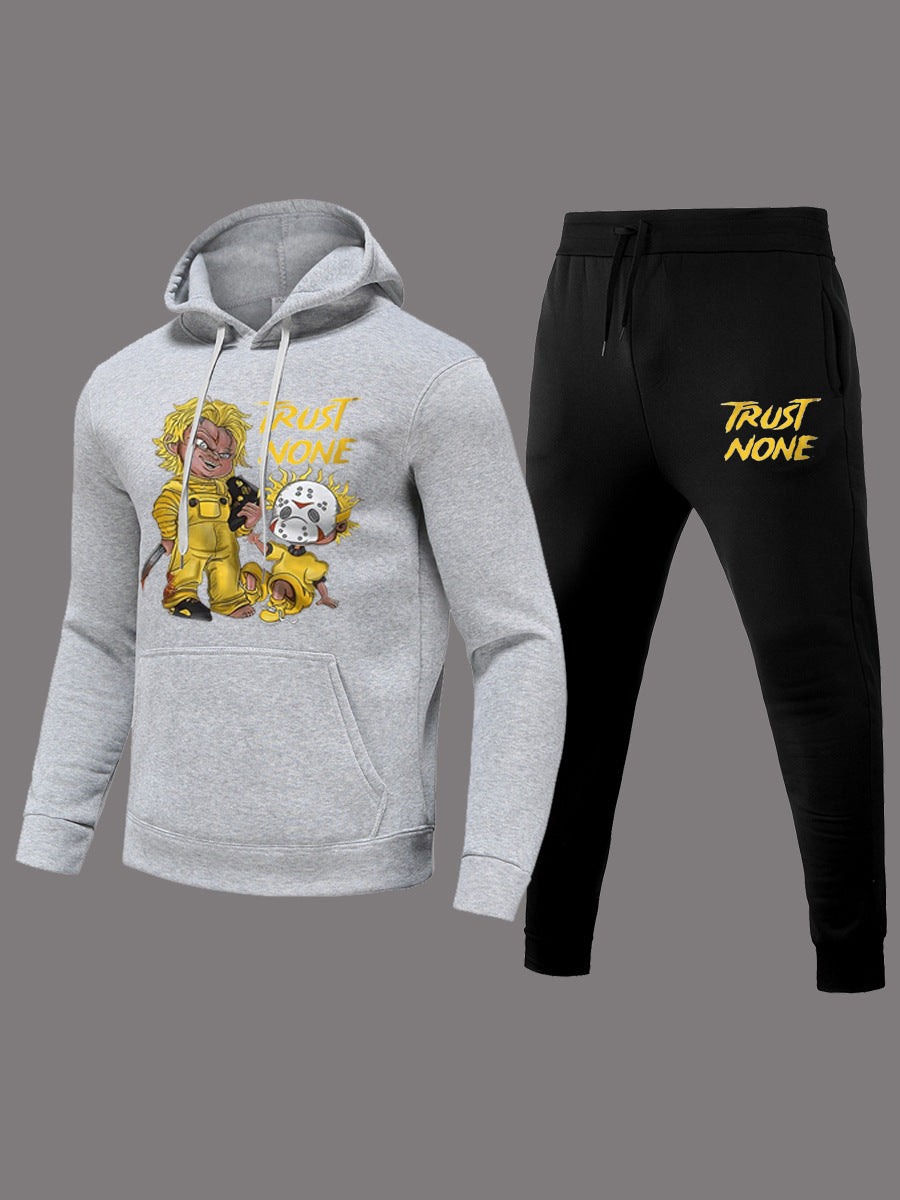 Damen Sportliches Hoodie- und Jogginghose-Set mit kreativen Grafikdesigns WW