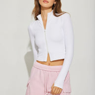 Damen sportliches Zip-Shirt mit langen Ärmeln und hohem Kragen WW
