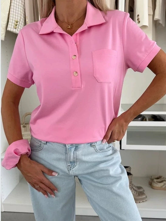 Damen Poloshirt mit Knopfleiste und Brusttasche WW