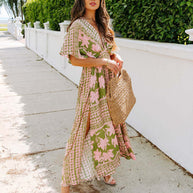 Damen Maxikleid mit fließendem Schnitt und floralem Design WW