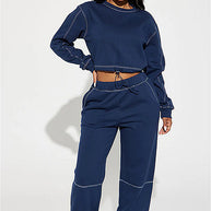 Damen sportliches Cropped-Fleece-Top mit halbem Reißverschluss WW