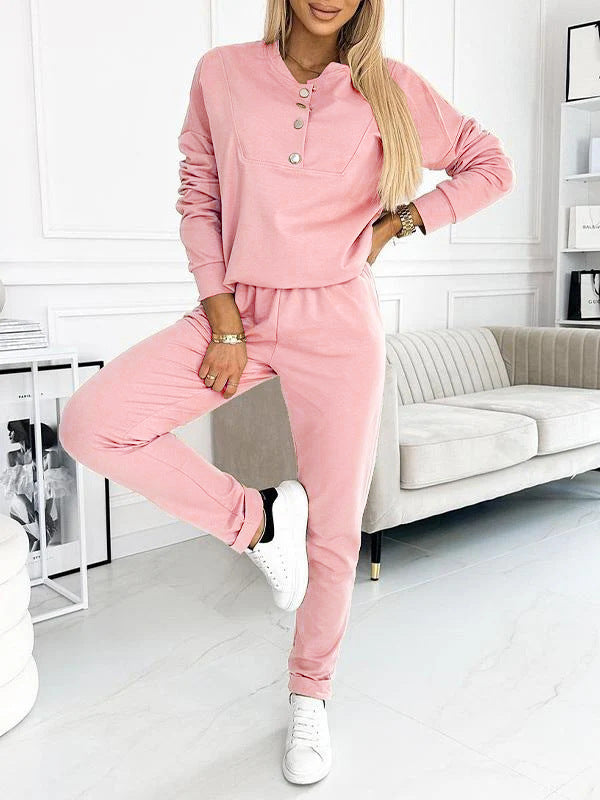 Damen Casual Jumpsuit mit asymmetrischem Ausschnitt und Knopfdetails