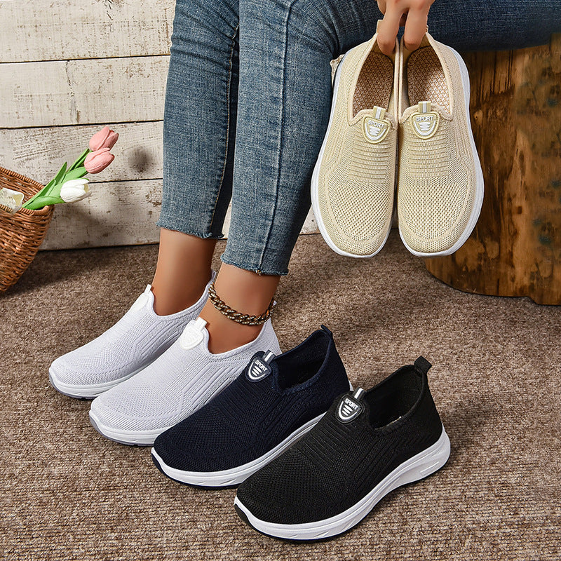 Damen Leichte Slip-On Sport Sneakers mit atmungsaktivem Strickobermaterial WW