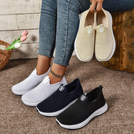 Damen Leichte Slip-On Sport Sneakers mit atmungsaktivem Strickobermaterial WW