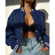 Damen Sportliche cropped Bomberjacke im Vintage-Stil WW