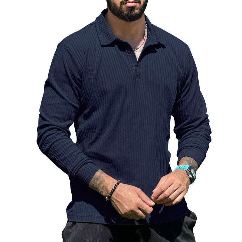 Herren Langarm Poloshirt mit strukturiertem Rippendesign und klassischem Kragen WW