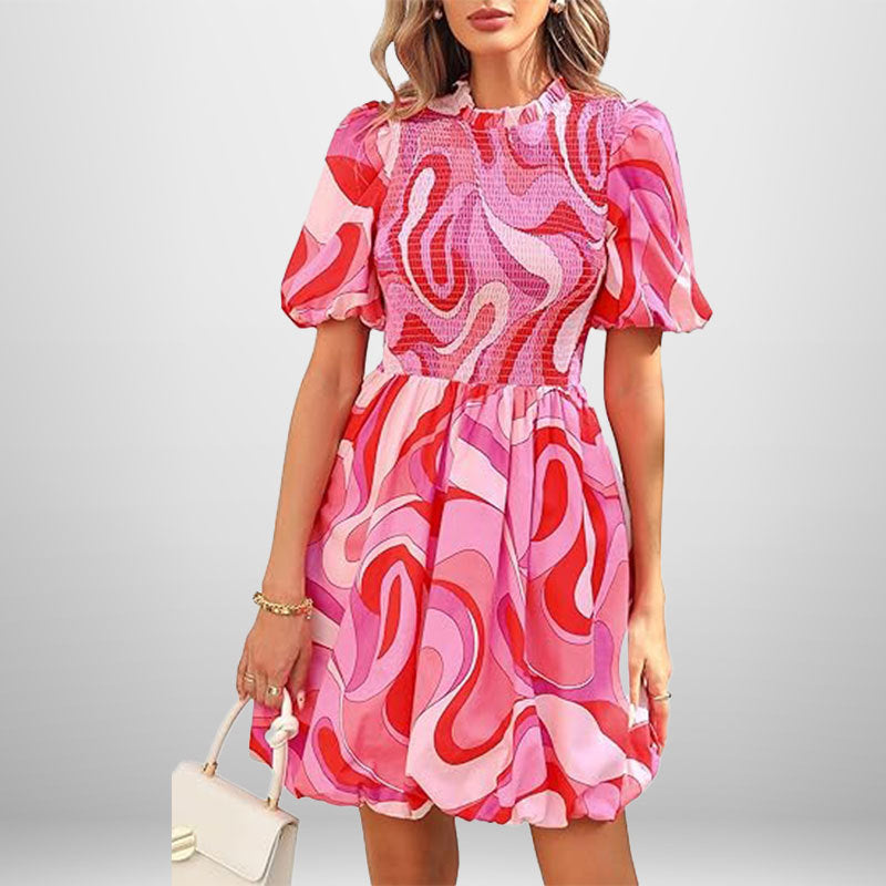 Damen Minikleid mit Ballonärmeln und elastischem Bustier W&W Mode