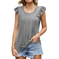 Damen ärmelloses Blusenshirt mit dekorativen Rüschendetails WW