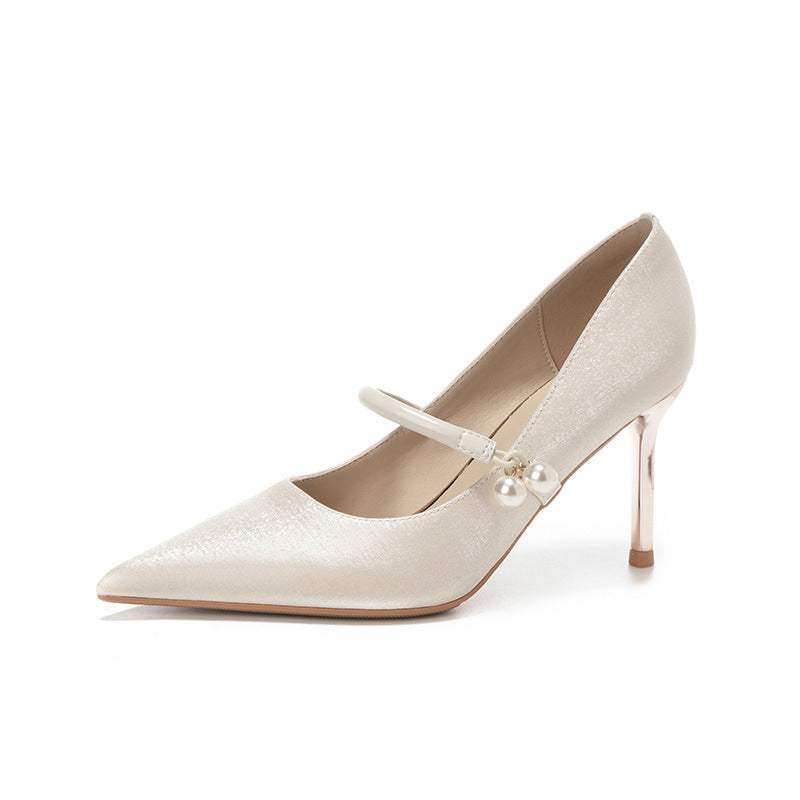 Damen elegante spitz zulaufende Absatzschuhe mit Knöchelriemen WW