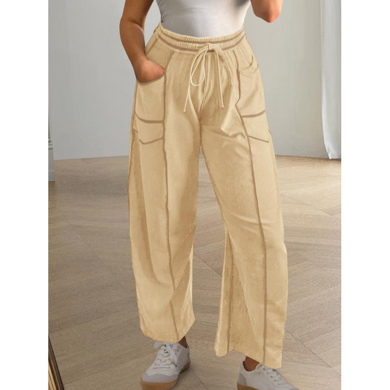 Damen weite Freizeithose mit praktischen Seitentaschen und elastischem Bund WW