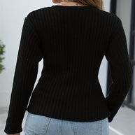 Damen asymmetrisches Strickoberteil mit eleganter V-Front WW