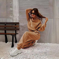 Damen bequeme Sweatpants mit Kapuze und Raffung WW