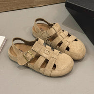 Damen Riemensandalen aus weichem Wildleder mit verstellbarem Riemendesign und rutschfester Sohle WW