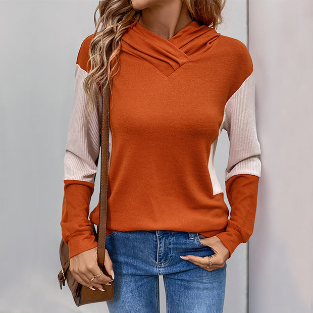 Damen Hoodie mit modernem V-Ausschnitt und strukturierter Ärmelgestaltung WW