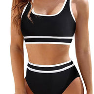 Damen Sportliches Bikini-Set mit hoch geschnittenem Unterteil und sportlichem Oberteil WW