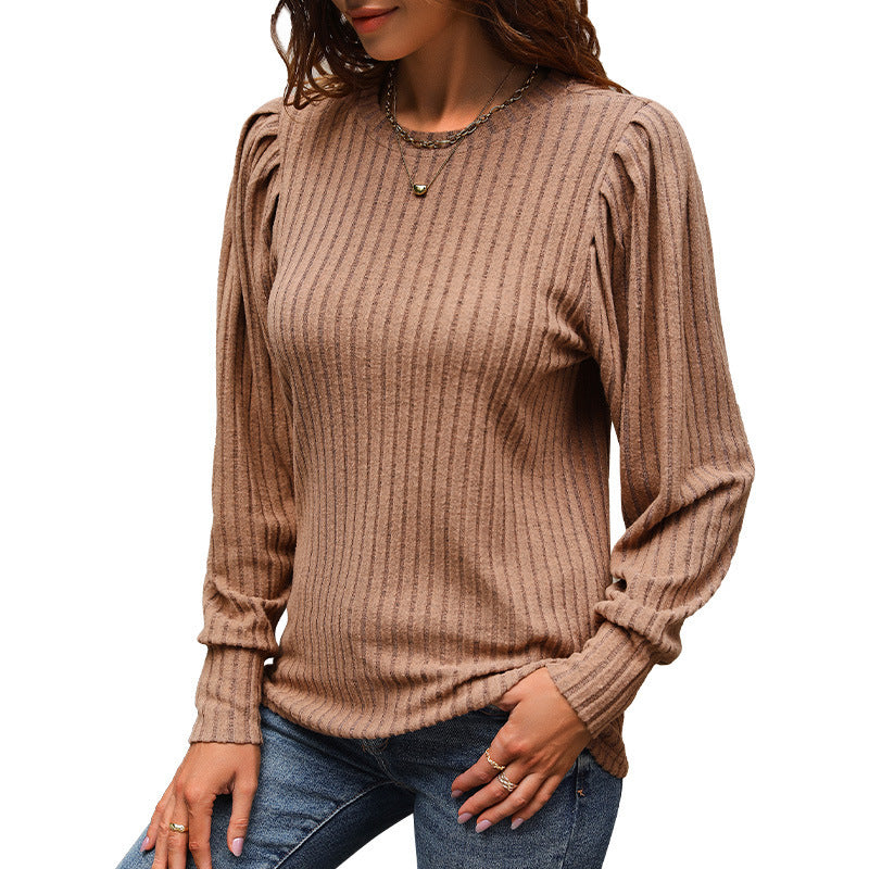 Damen Strickpullover mit eleganten Rüschendetails und strukturiertem Gewebe WW