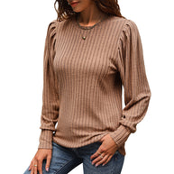 Damen Strickpullover mit eleganten Rüschendetails und strukturiertem Gewebe WW