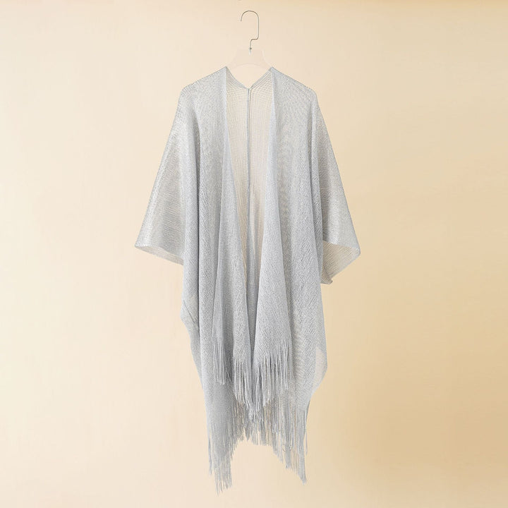 Damen Fransen-Kimono aus transparenter, luftiger Struktur W&W Mode