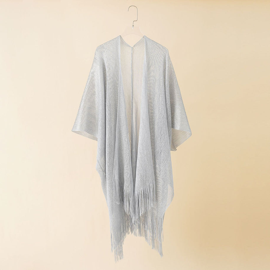 Damen Fransen-Kimono aus transparenter, luftiger Struktur WW